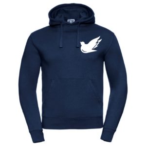 Russel Authentic unisex huppari tummansininen omalla tekstillä • Materiaali: 80 % rengaskehrättyä kampapuuvillaa, 20 % polyesteriä • Paino: 280 g/m² • Kolmilankakudonta, päälikerros pehmeää puuvillaa • Kaksinkertaisessa hupussa kankaanvärinen litteä nauha • Kengurutaskussa läpivienti ja kauluksessa lenkit kuulokkeiden johdolle • Harjattu sisäpinta