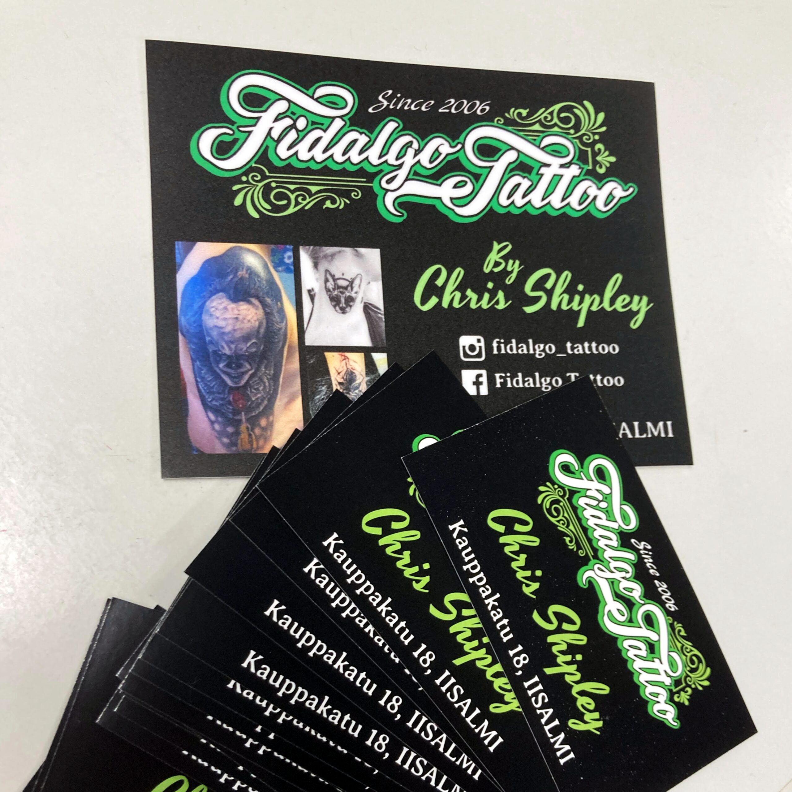Fidalgo Tattoo lahjakortit ja käyntikortit