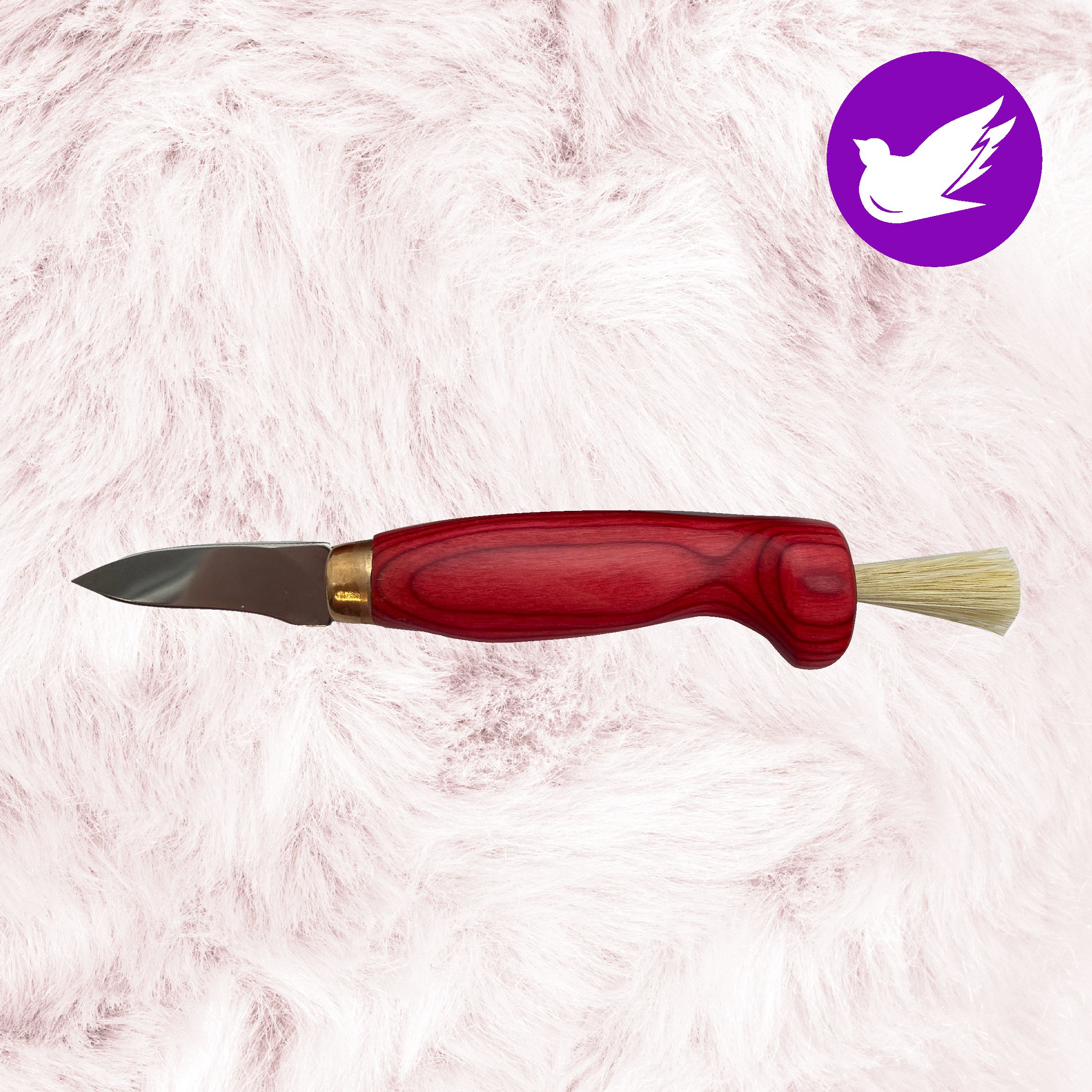 Sieniveitsi omalla tekstilläsi Sieniveitsi värikahvalla ja -tupella Ruostumaton 5,5 cm terä