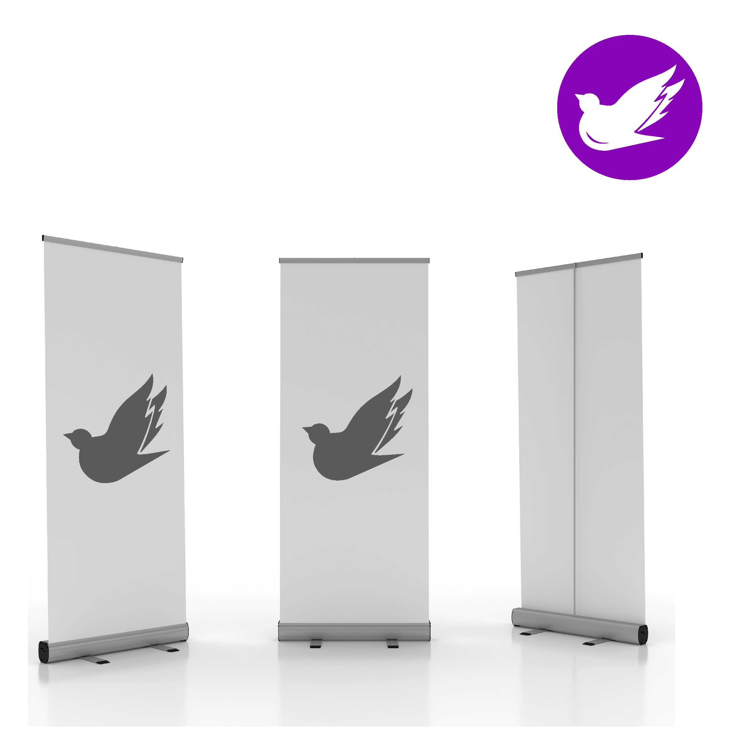 BASIC roll-up suositellaan käyttöön jossa runkoa ei kasata ja pureta toistuvasti uudelleen Väri: hopea Kuvavuodan koko: 850 x 2000 mm Paino: 2,80 kg