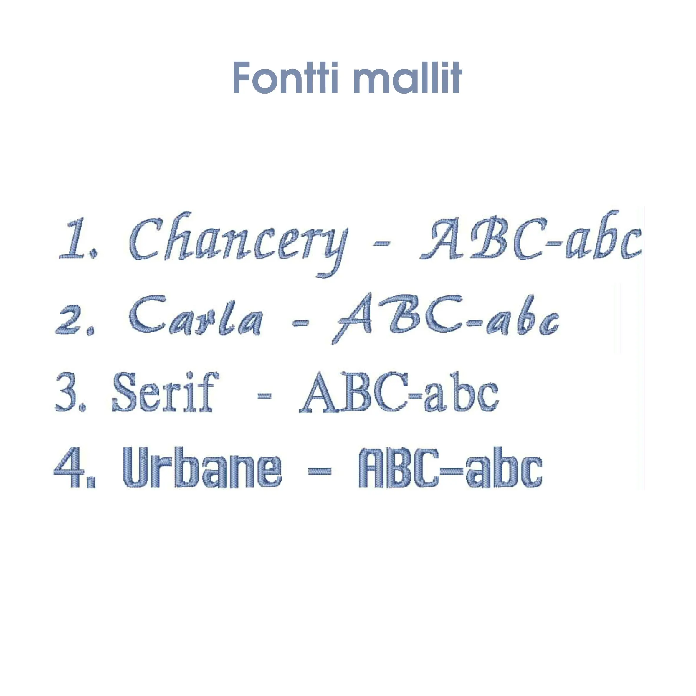 Fontti mallit brodeeraukseen.