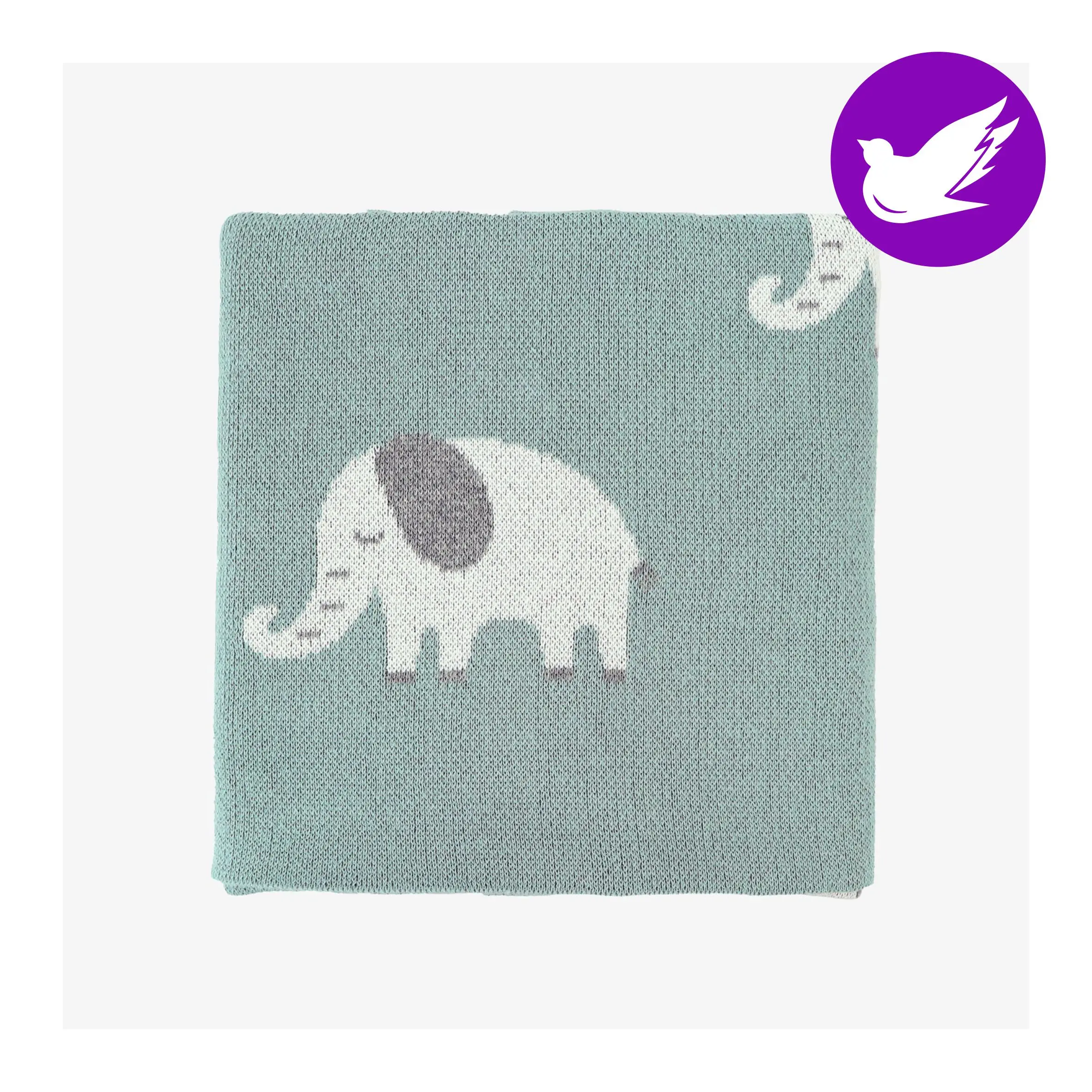 Vauvanhuopa - Norsu, sinivihreä 80x100 cm Kaunis vauvan huopa inivihreä sävyssä. 100% puuvillaa koossa 80x100cm. Voit käyttää leikkimattona, picnic huopana tai lastenhuoneen sisustukseen.